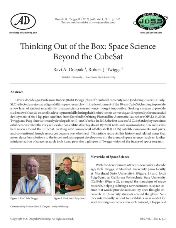 Thinking Outside the Box: Space Science Beyond the CubeSat
