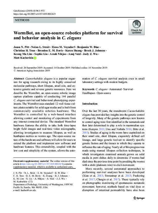 (PDF) WormBot, an open-source robotics platform for survival and ...