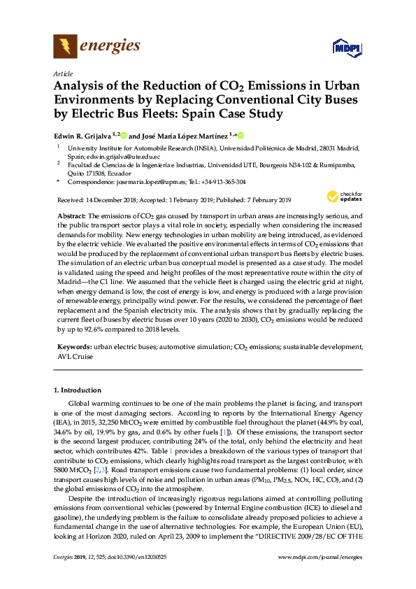 Analysis of the Reduction of CO2 Emissions in Urban Environments by ...