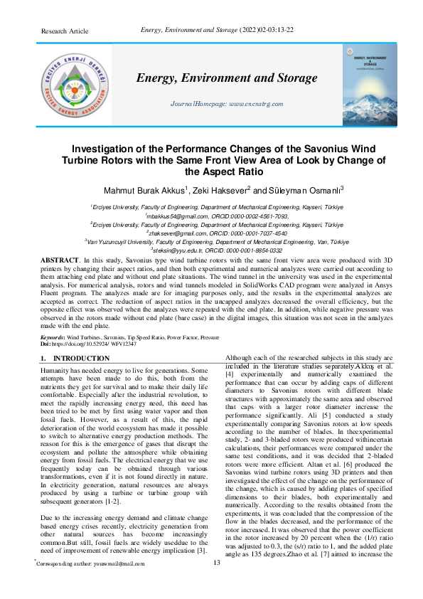 (PDF) Investigation of the Performance Changes of the Savonius Wind ...