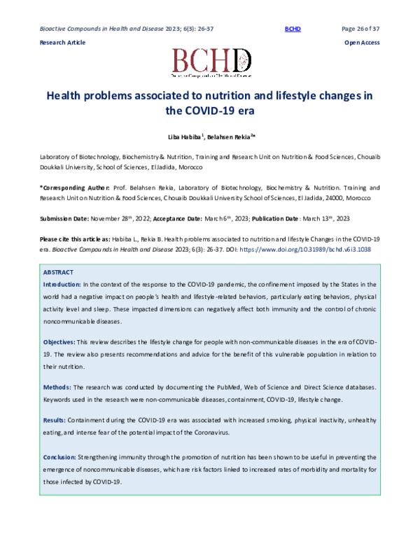 (PDF) Health problems associated to nutrition and lifestyle changes in ...