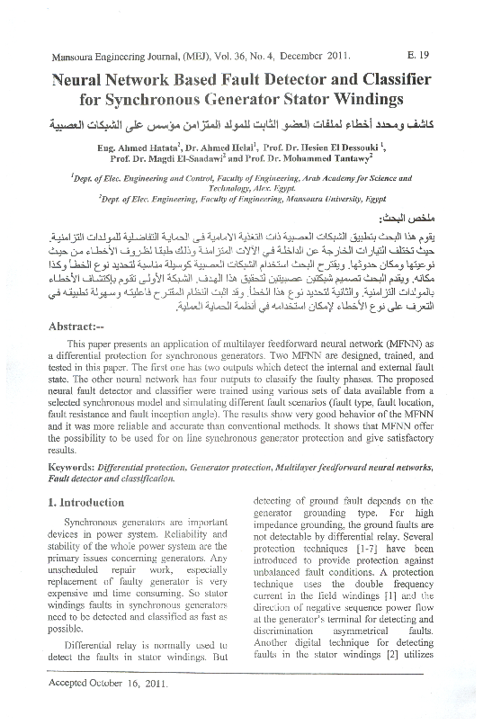 (PDF) Neural Network Based Fault Detector and Classifier for ...