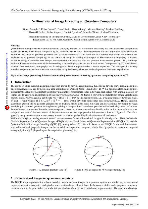(PDF) N-Dimensional Image Encoding on Quantum Computers