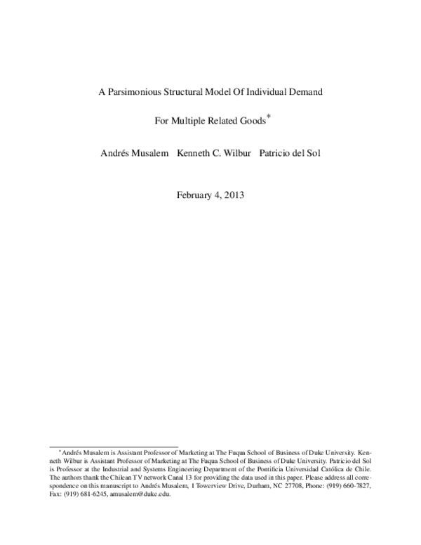 (PDF) A Parsimonious Structural Model of Individual Demand for Multiple ...