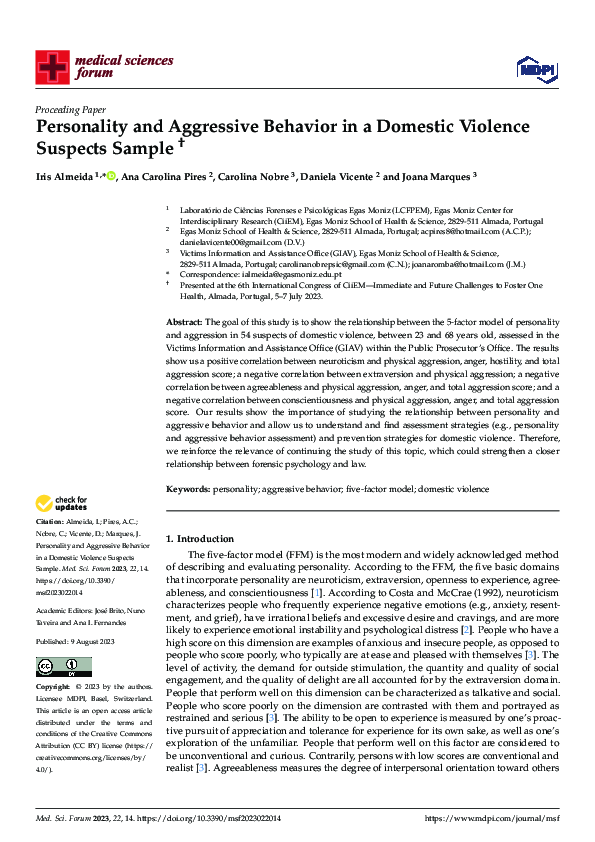 (PDF) Personality and Aggressive Behavior in a Domestic Violence ...