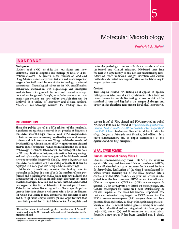 (PDF) Principles and Applications of Molecular Diagnostics