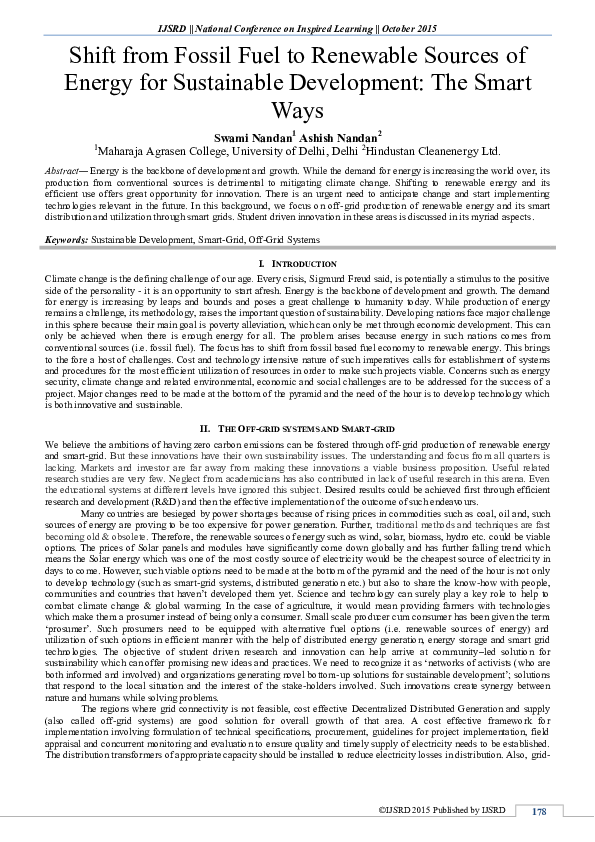 (PDF) Shift from Fossil Fuel to Renewable Sources of Energy for ...