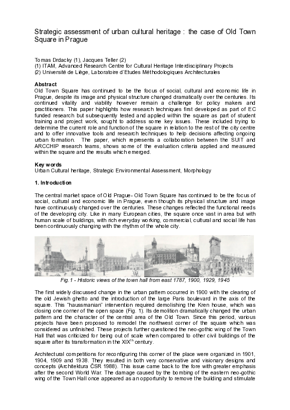 Strategic assessment of urban cultural heritage: the case of Old Town Square in Prague