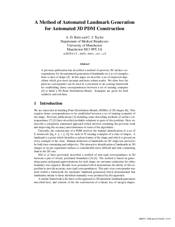 (PDF) A Method of Automated Landmark Generation for Automated 3D PDM ...