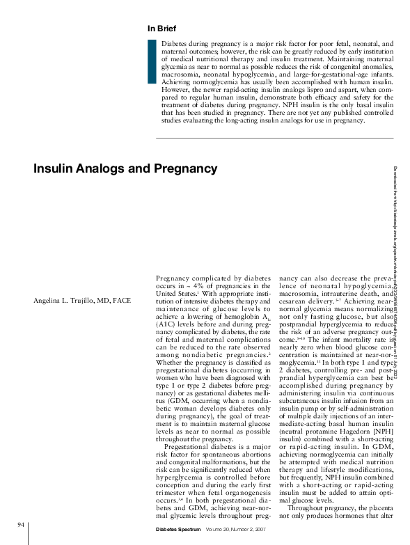 View of (PDF) Insulin Analogs and Pregnancy