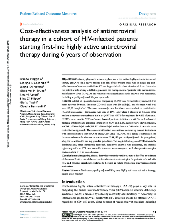 (PDF) Cost-effectiveness analysis of antiretroviral therapy in a cohort ...
