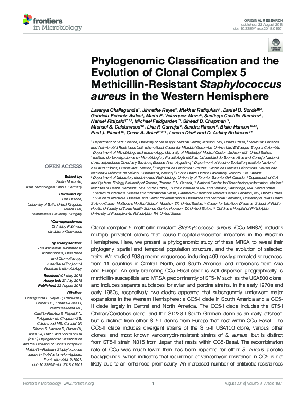 (PDF) Phylogenomic Classification and the Evolution of Clonal Complex 5 ...