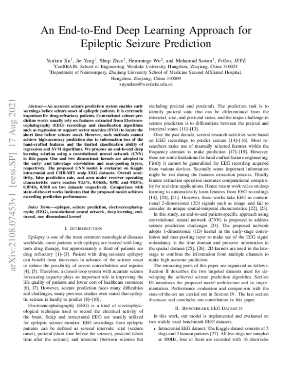 (PDF) An End-to-End Deep Learning Approach for Epileptic Seizure Prediction