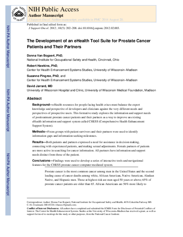 (PDF) The Development of an eHealth Tool Suite for Prostate Cancer ...