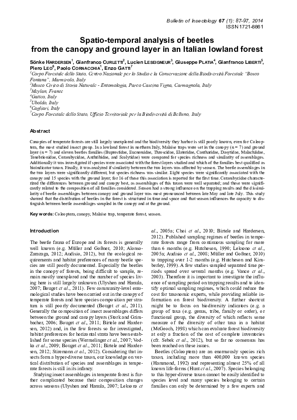 (PDF) Spatio-temporal analysis of beetles from the canopy and ground ...