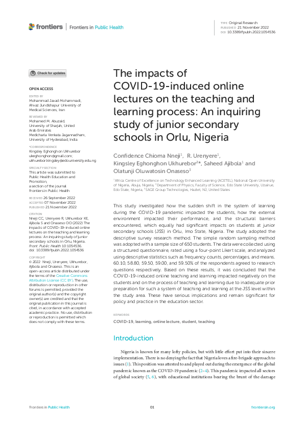 (PDF) The impacts of COVID-19-induced online lectures on the teaching ...