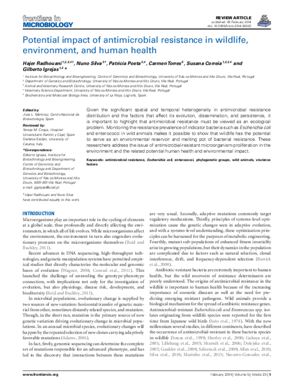 (PDF) Potential impact of antimicrobial resistance in wildlife ...