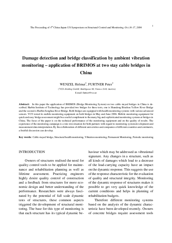 (PDF) Damage detection and bridge classification by ambient vibration ...