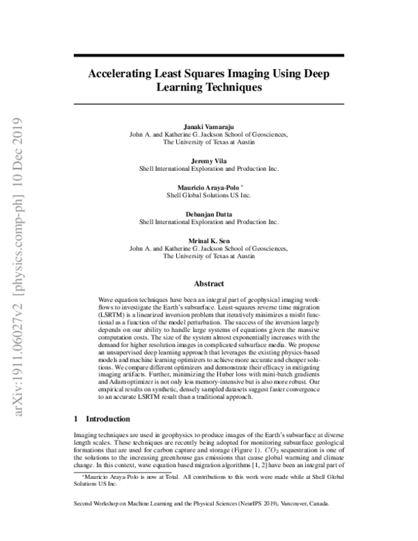 (PDF) Accelerating Least Squares Imaging Using Deep Learning Techniques
