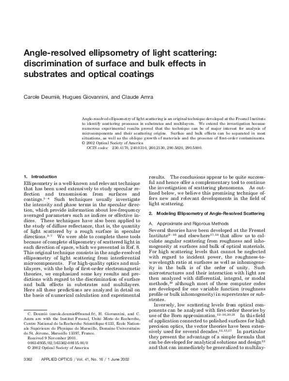 (PDF) Angle-Resolved Ellipsometry of Light Scattering: Discrimination ...