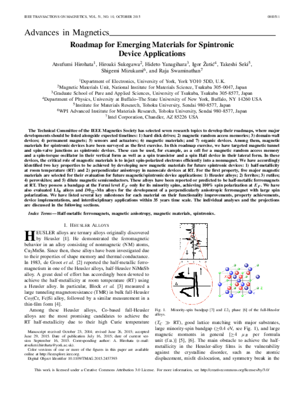 (PDF) Roadmap for Emerging Materials for Spintronic Device Applications