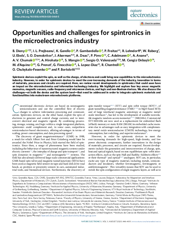 (PDF) Opportunities and challenges for spintronics in the ...
