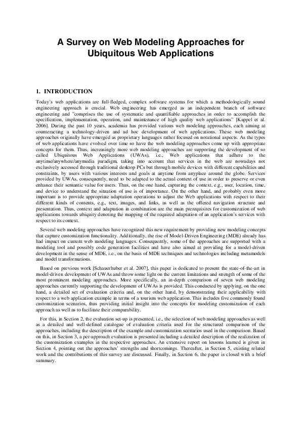 (PDF) A survey on web modeling approaches for ubiquitous web applications