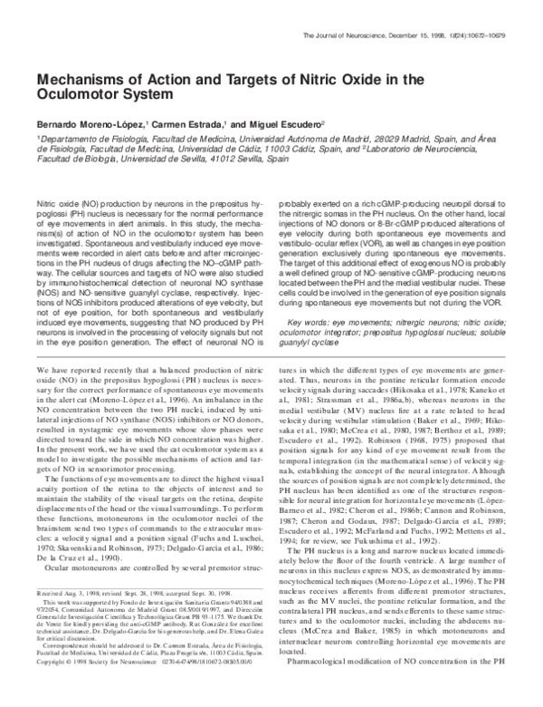 (PDF) Mechanisms of Action and Targets of Nitric Oxide in the ...
