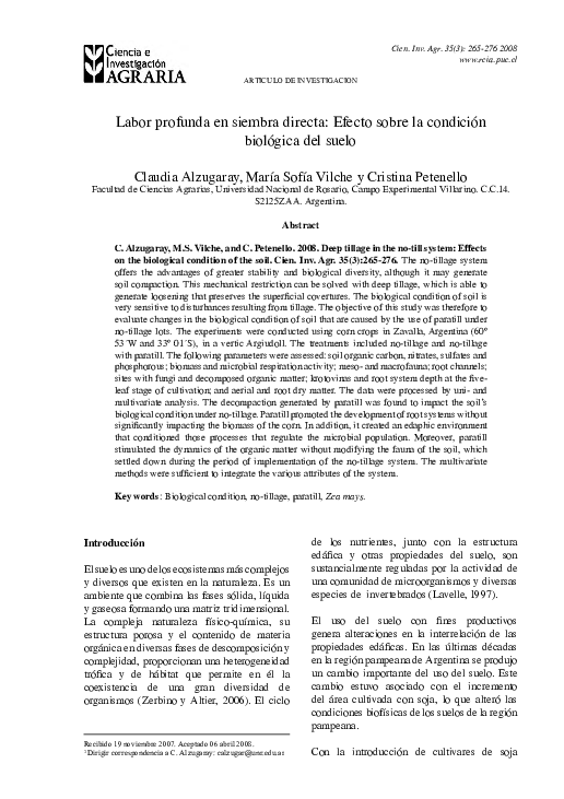 (PDF) Labor profunda en siembra directa: Efecto sobre la condición ...