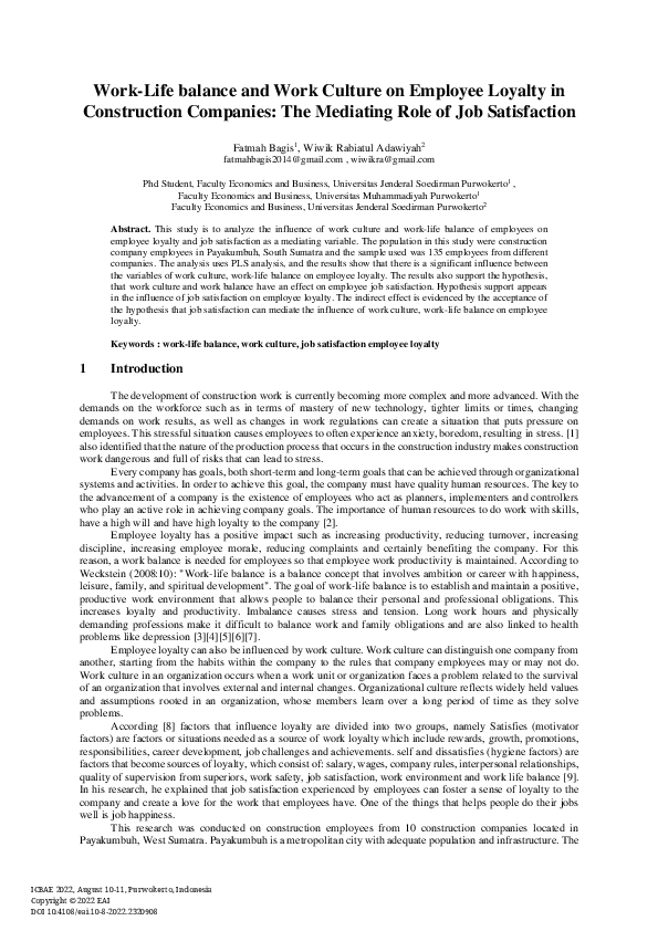 (PDF) Work-Life balance and Work Culture on Employee Loyalty in ...