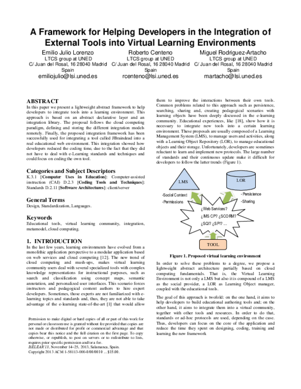 (PDF) A framework for helping developers in the integration of external ...