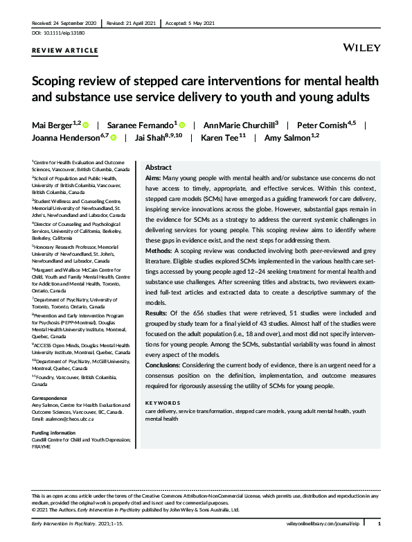 (PDF) Scoping review of stepped care interventions for mental health ...