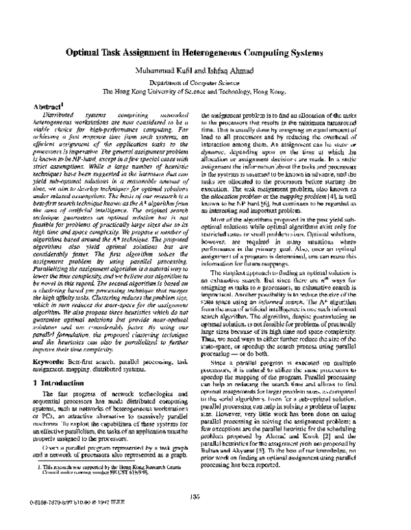 (PDF) Optimal task assignment in heterogeneous computing systems