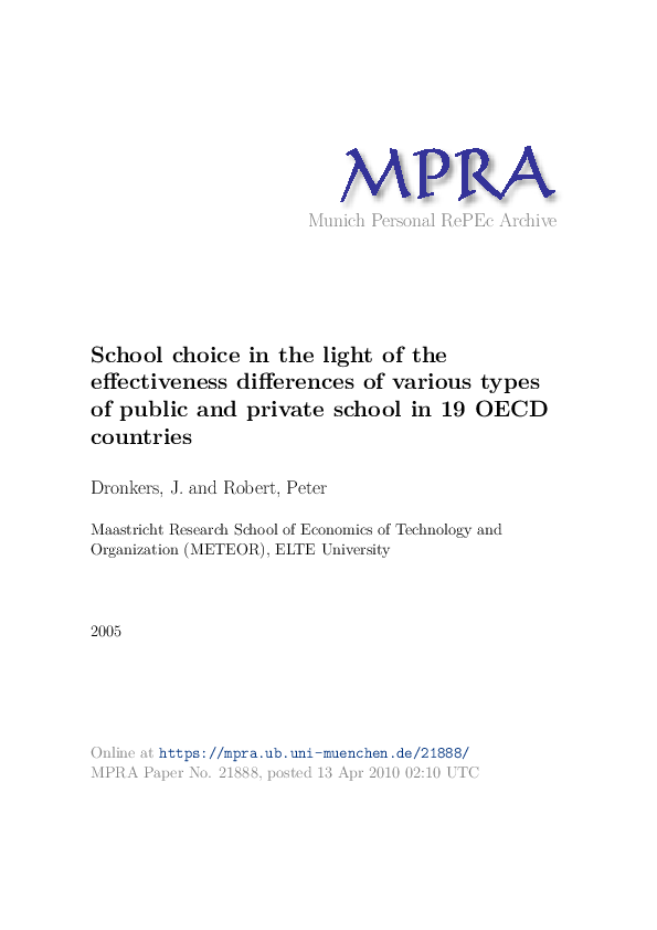 (PDF) School choice in the light of the effectiveness differences of ...