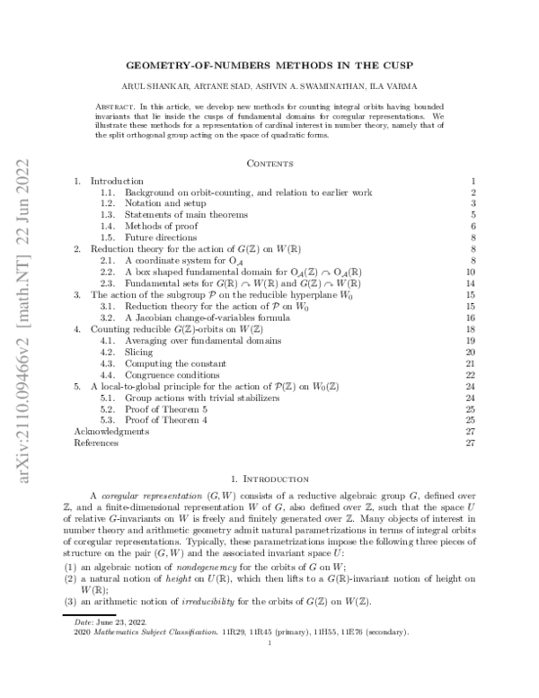 (PDF) Geometry-of-numbers methods in the cusp and applications to class ...