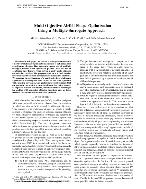 (PDF) Multi-objective airfoil shape optimization using a multiple ...