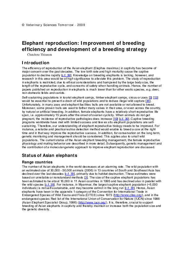 (PDF) Elephant reproduction: improvement of breeding efficiency and ...