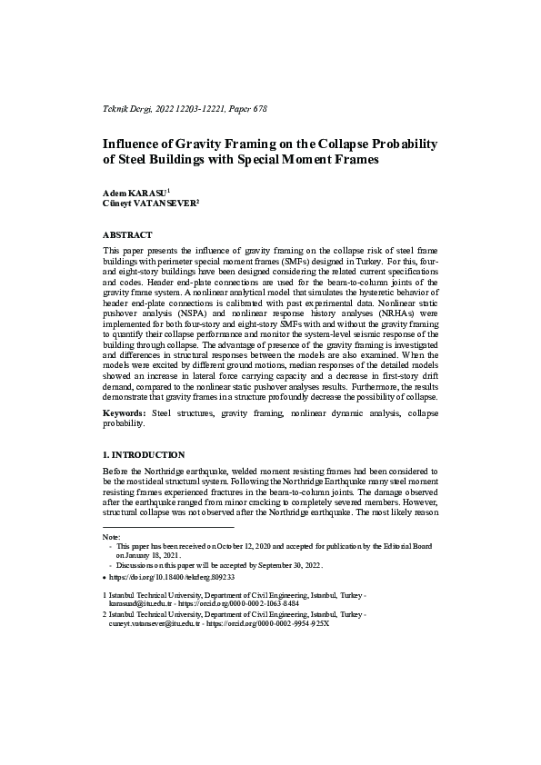 (PDF) Influence of Gravity Framing on the Collapse Probability of Steel ...