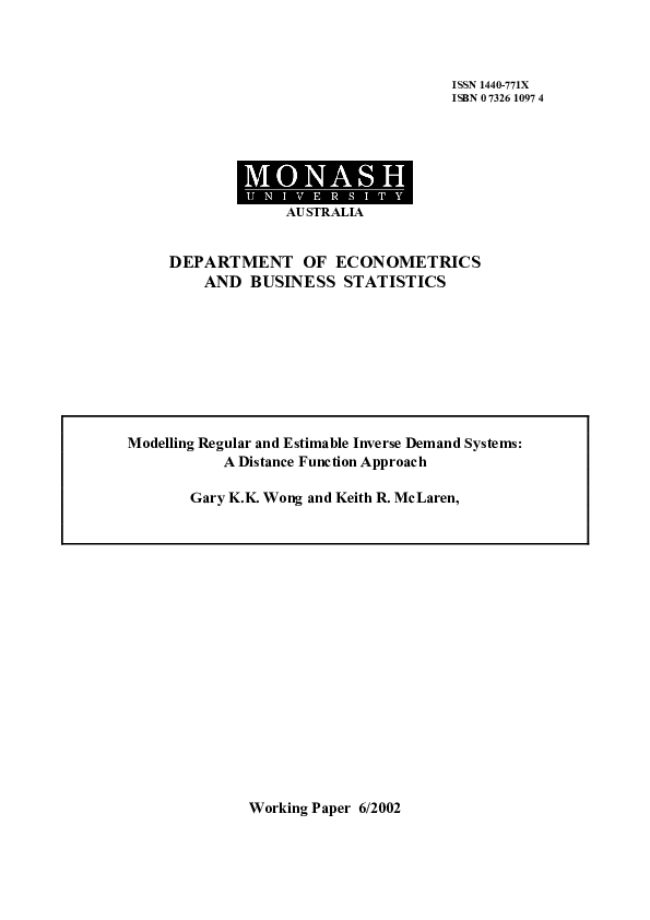 (PDF) Regular and Estimable Inverse Demand Systems: A Distance Function ...