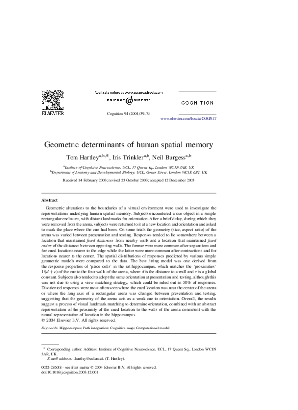(PDF) Geometric determinants of human spatial memory