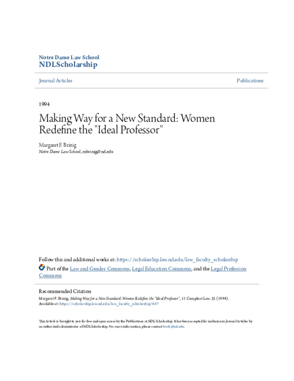 (PDF) Making Way for a New Standard: Women Redefine the 