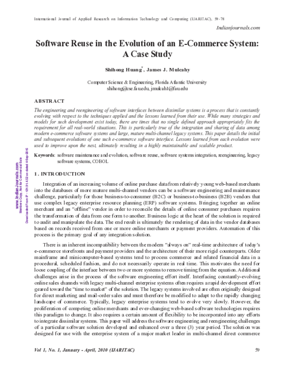 (PDF) Software Reuse in the Evolution of an E-Commerce System: A Case Study