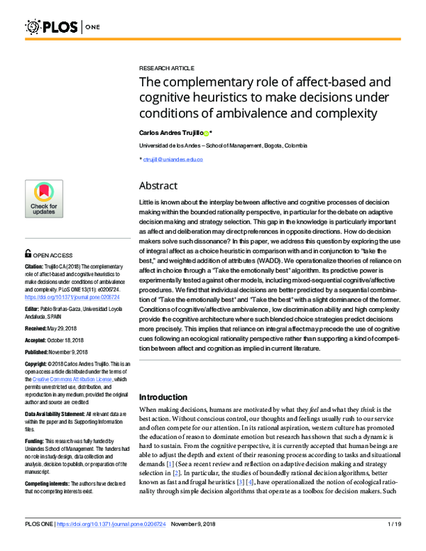 (PDF) The complementary role of affect-based and cognitive heuristics ...