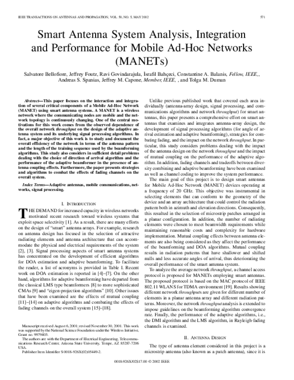(PDF) Smart antenna system analysis, integration and performance for ...