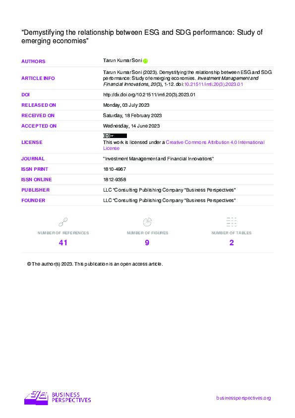 (PDF) Demystifying the relationship between ESG and SDG performance ...