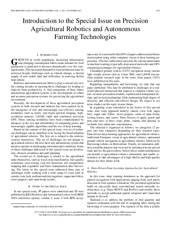 (PDF) Introduction to the Special Issue on Precision Agricultural ...