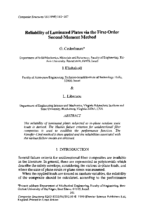 (PDF) Reliability of laminated plates via the first-order second-moment ...