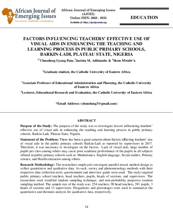 (PDF) Factors Influencing Teachers’ Effective Use of Visual Aids in ...