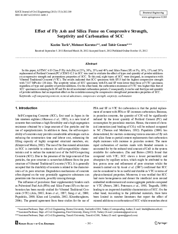 (PDF) Effect of Fly Ash and Silica Fume on compressive strength ...