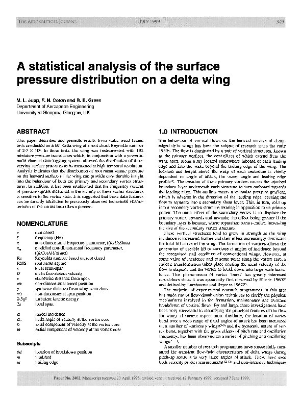 (PDF) A statistical analysis of the surface pressure distribution on a ...